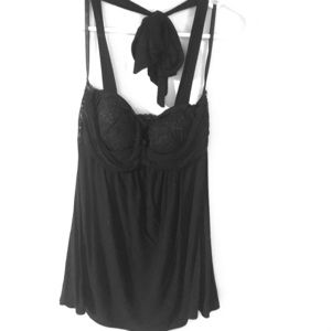 Arden B XS Black Lace Tie Tank